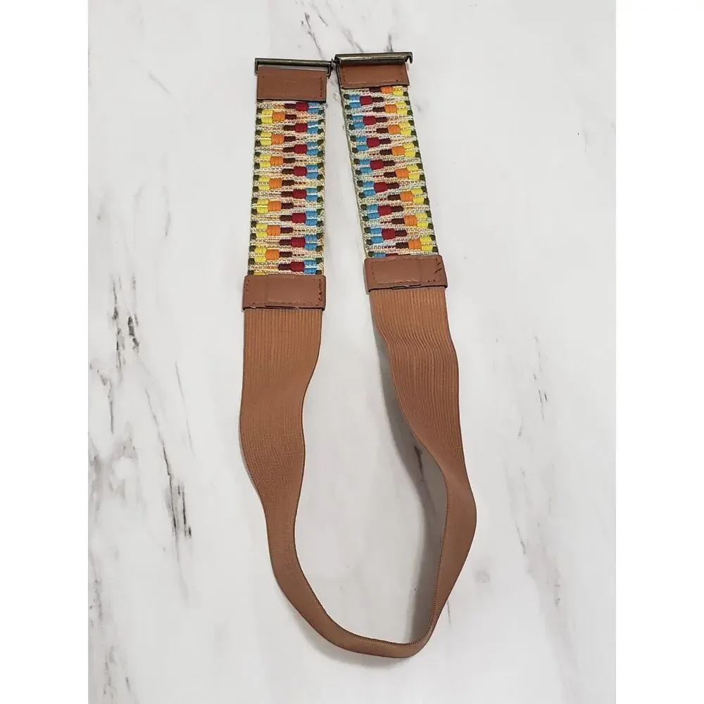 Rainbow‎ Embroidered Vintage Leather Stretch Brown Belt
